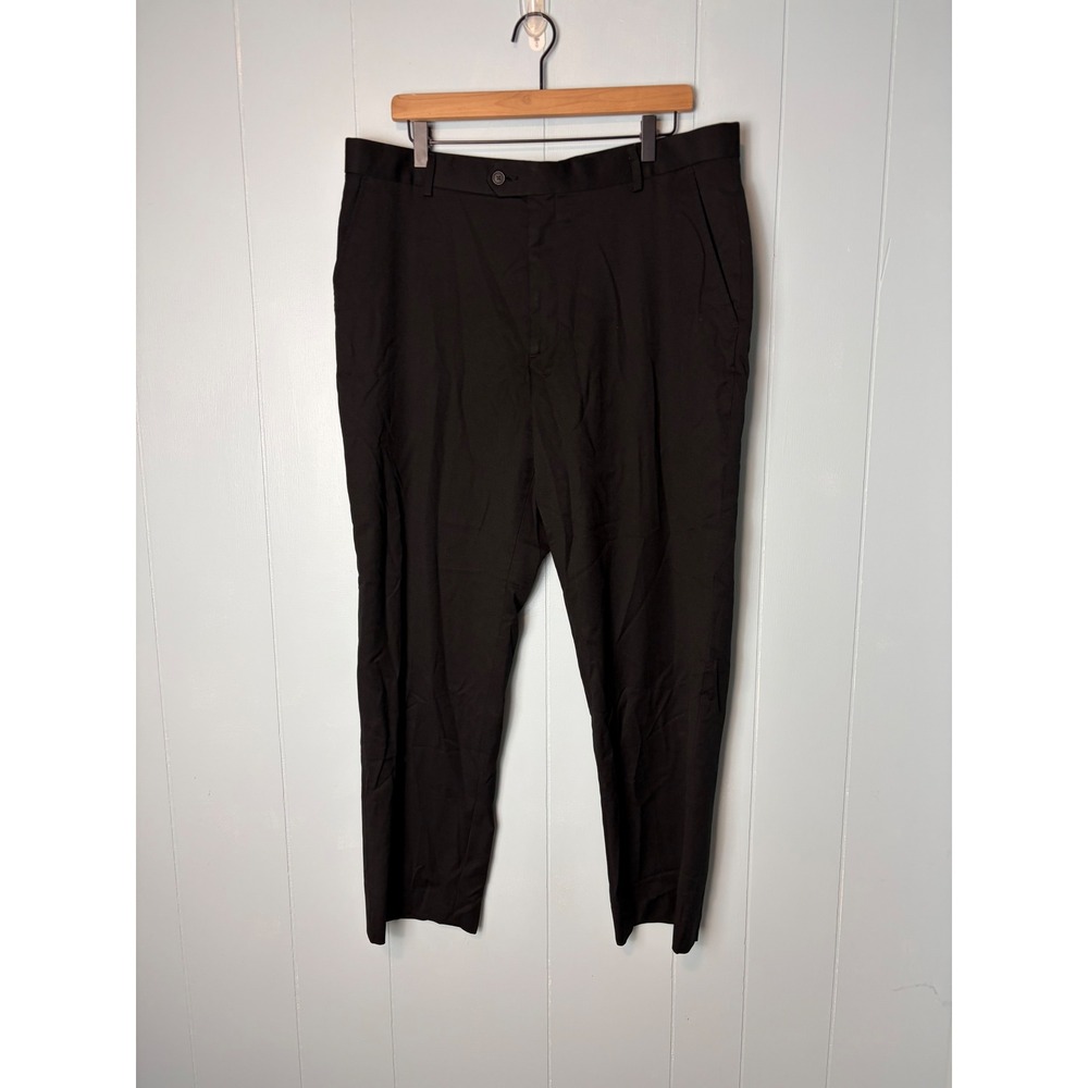 Stafford Men Black Classic Fit Wool Blend Coolmax Dress Pants 38x30 Trousers